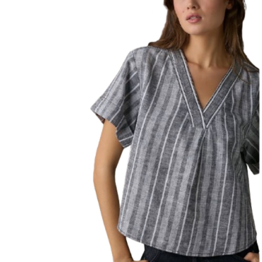 ANTHROPOLOGIE Pilcro Linen Henley Surf Shirt - Picture 2 of 15